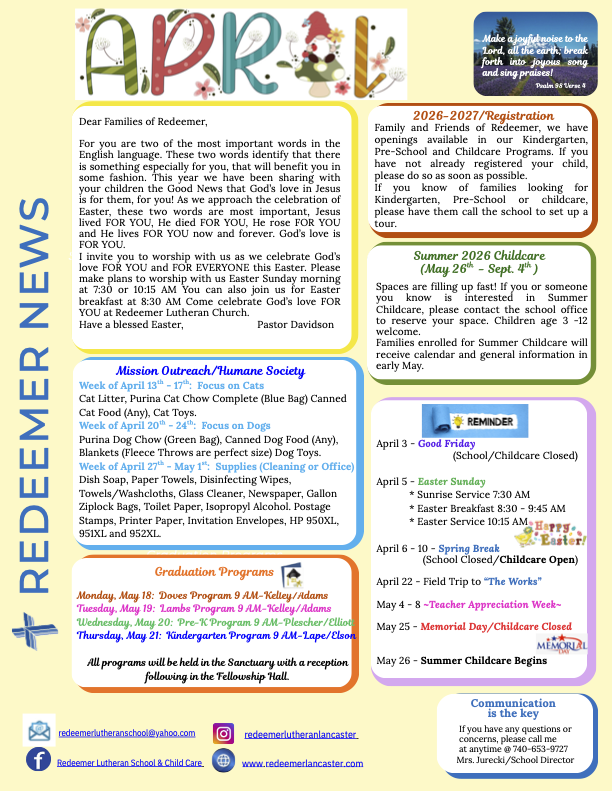 April 2026 Newsletter