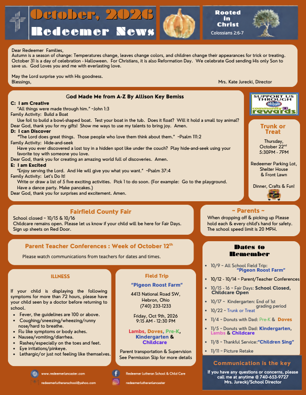 october 2026 Newsletter