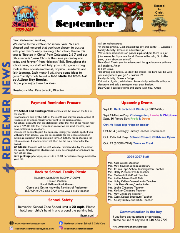 september 2026 Newsletter